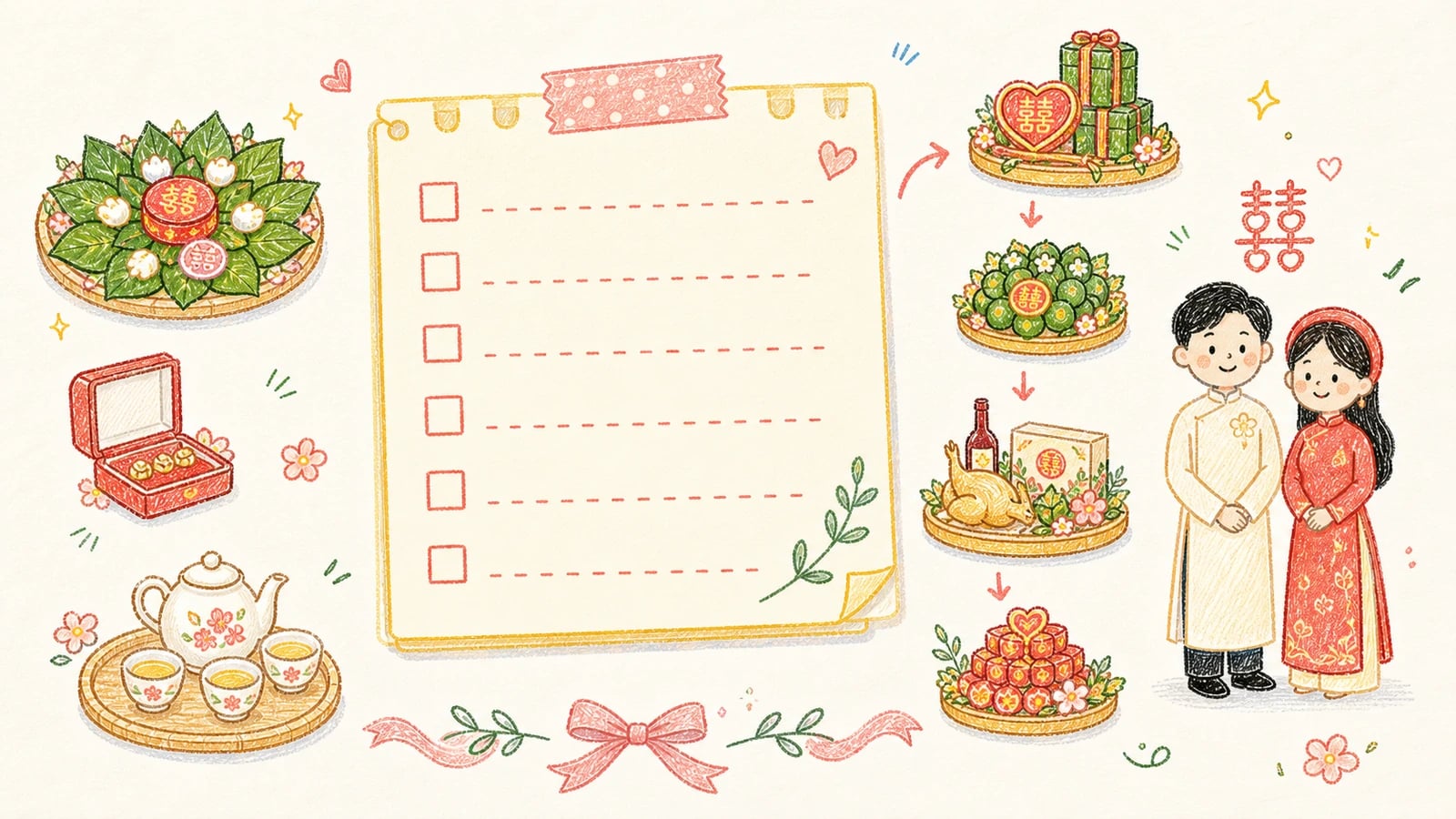 Checklist ngày ăn hỏi: những thứ nên chuẩn bị để buổi lễ diễn ra gọn gàng
