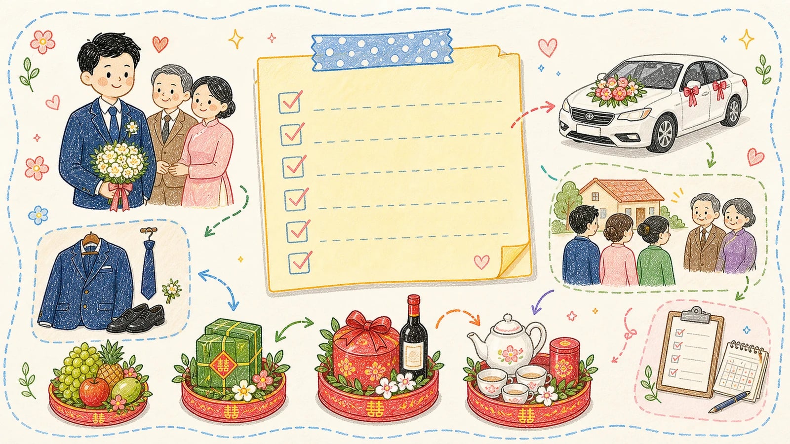 Nhà trai cần chuẩn bị gì? Checklist gọn cho ngày ăn hỏi và ngày cưới