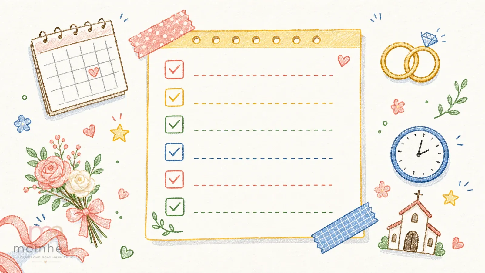 Checklist chuẩn bị cưới 6 tháng: bắt đầu chốt những phần lớn