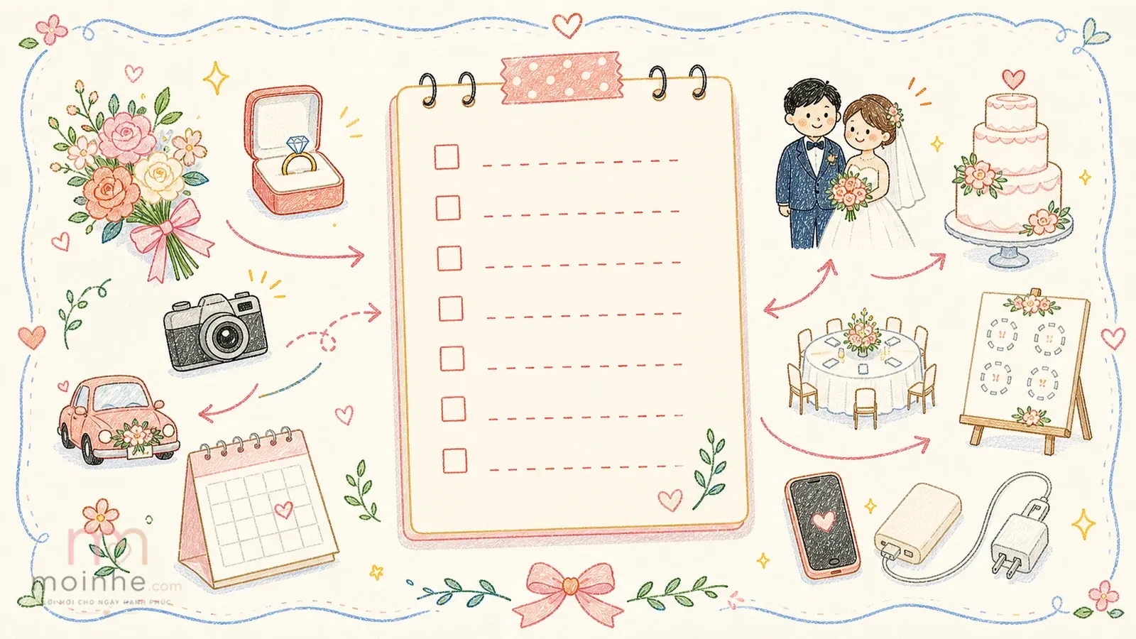 Checklist ngày cưới: bản rà soát cuối để ngày vui trôi thật mượt