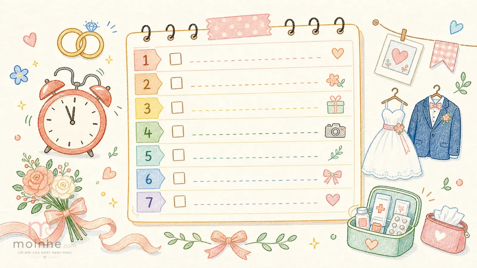 Checklist trước ngày cưới 7 ngày: đừng để tuần cuối thành hỗn loạn